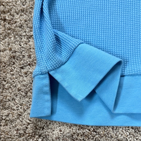 Belle by Kim Gravel Light Blue Waffle Top with Floral Sleeves - Picture 8 of 9